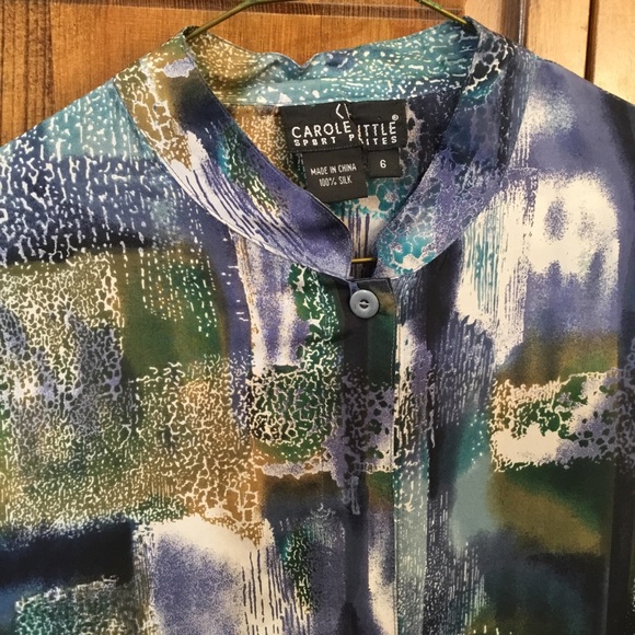 Carole Little Sport Petites silk shirt, size 6P, button cuffs, - Picture 2 of 3